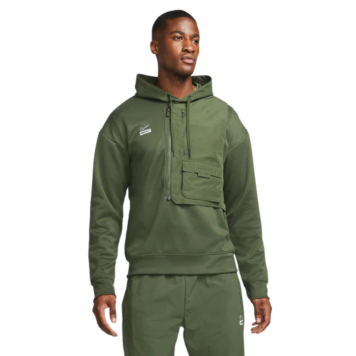 NIKE F.C DRI FIT MEN S PULLOVER HOODIE CARBON GREEN REFLECTIVE