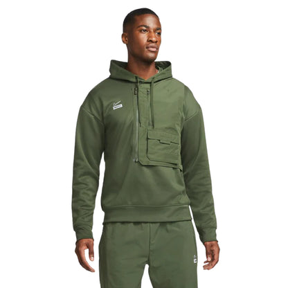 NIKE F.C DRI-FIT MEN'S PULLOVER HOODIE-CARBON GREEN/REFLECTIVE