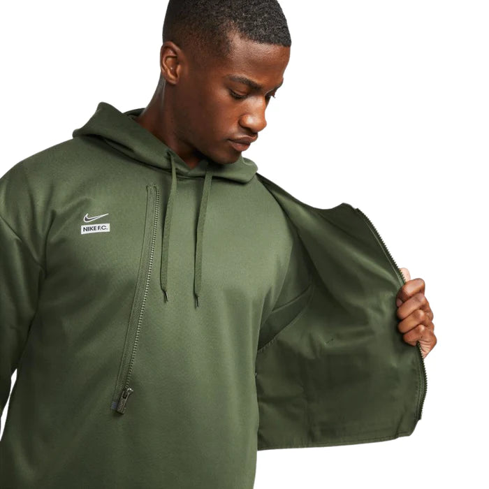 NIKE F.C DRI FIT MEN S PULLOVER HOODIE CARBON GREEN REFLECTIVE