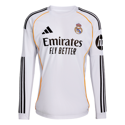 Adidas Real Madrid Long Sleeve Home Jersey 25/26