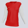 NIKE Women's Dri-Fit LS Tiempo Premier II Jersey - Red / White