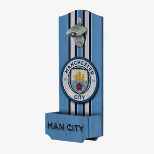 Manchester City FC Wooden Bottle Opener Sign (With Cap Catcher)