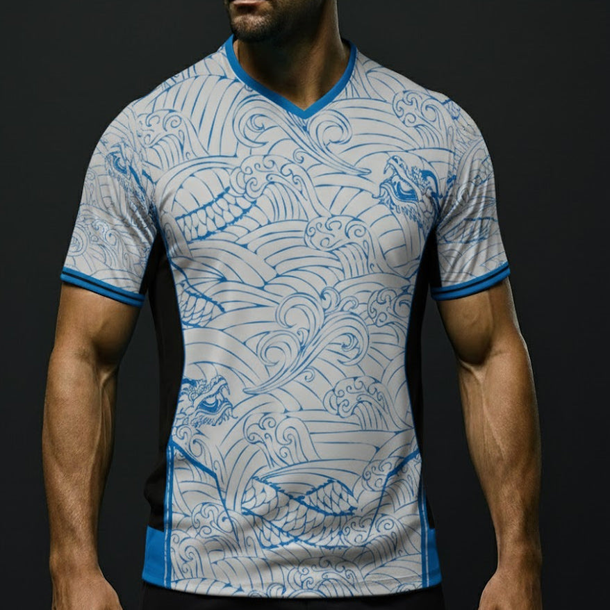 Custom Water Dragon Premium V-Neck Jersey