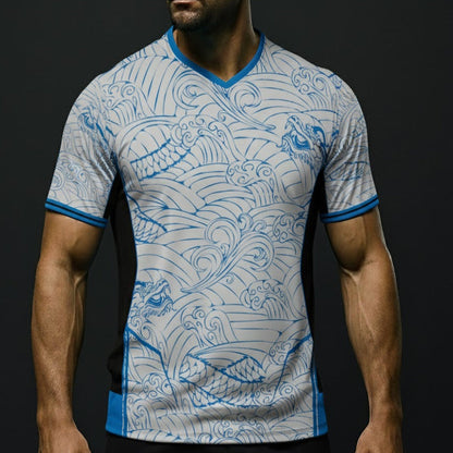 Custom Water Dragon Premium V-Neck Jersey