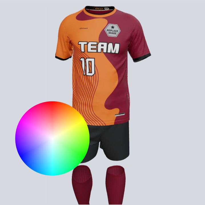 Quick-Turn Wave Custom Soccer Uniform w/Socks - Main Image