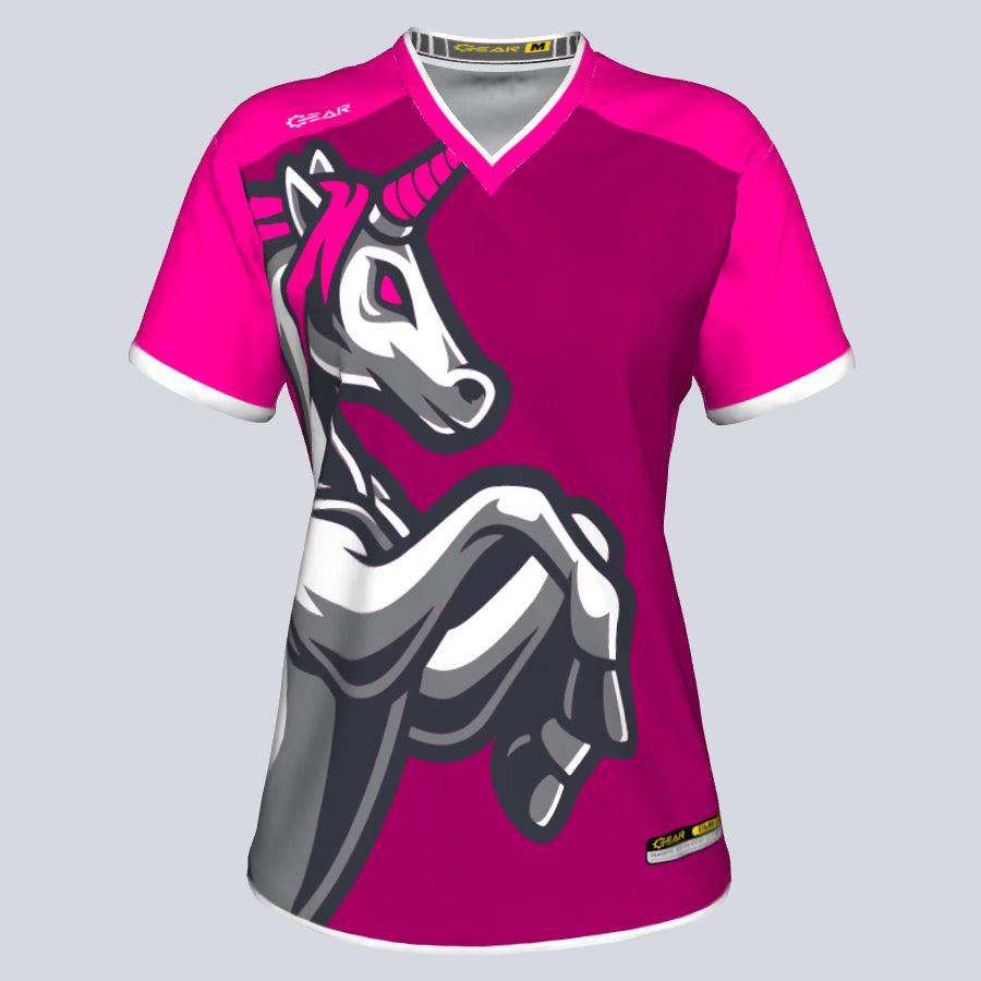Womens--J-vneck jersey-Unicorn-Front